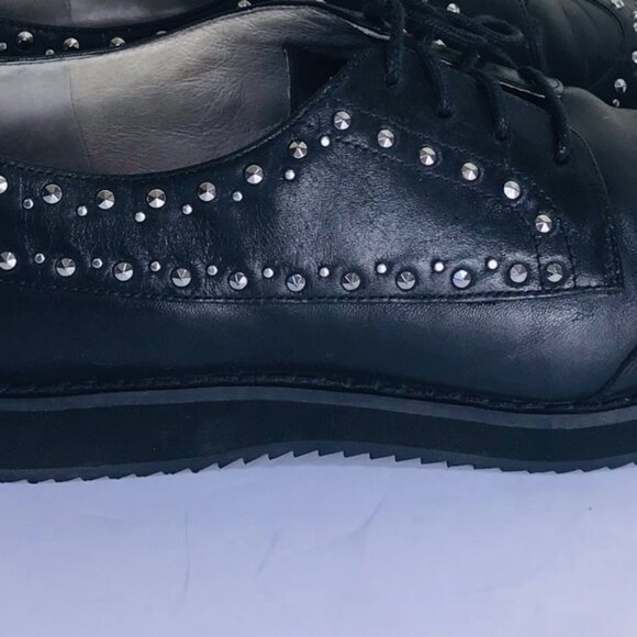Michael Kors Oxford Studs Leather Lace Up Shoes Grommets Flats Booties Wedge 7 - Picture 14 of 15